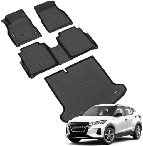 ANBINGO® Floor Mats & Cargo Liner for 2018-2024 Nissan Kicks / 2025 Kicks Play, Car Mats All Weather Floor Liners Protection TPE Anti-Slip Full Set Custom Mats Accessories