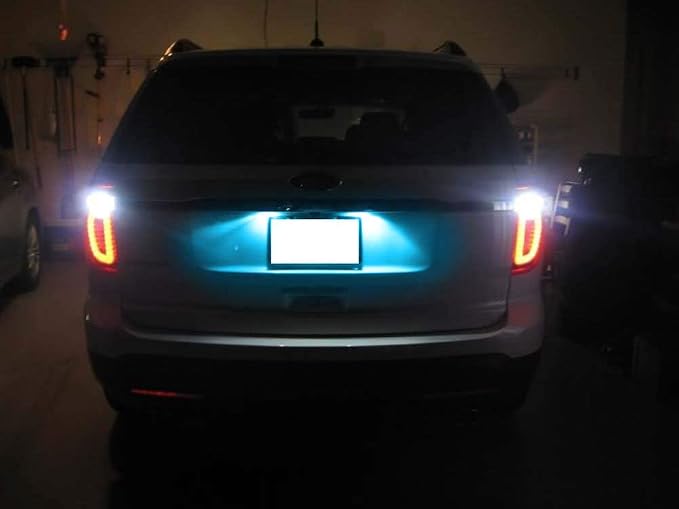 iJDMTOY Ice Blue Full LED License Plate Light Kit Compatible With Ford C-Max Edge Transit Connect Ecosport Ranger, Jaguar XF XJ, 18-SMD Aqua LED & Can-bus Error Free