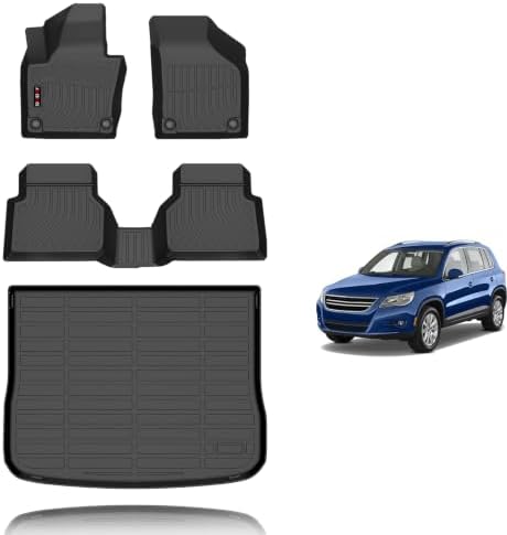 KELCSEECS® Floor Mats & Cargo Liner Custom for Volkswagen Tiguan 2009-2017,All Weather Protection Anti-Slip TPE Floor Liners Full Set Tiguan Accessories Black