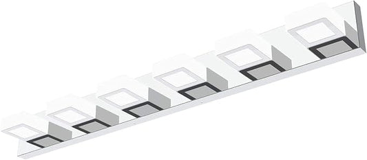 Ralbay Modern Chrome Bathroom Vanity Lights Dimmable 6 Lights Acrylic Stainless Steel Modern LED Vanity Light Fixtures for Bathroom Lighting Dimmable 6000K Cool White Light