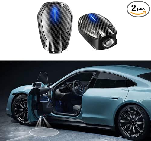 2x Custom Car Door LED Logo Projector Lights,Rechargeable Wireless Car Door Step Courtesy Welcome Shadow Ghost Lights Carbon Fiber Car Door Lights Fit for All Cars