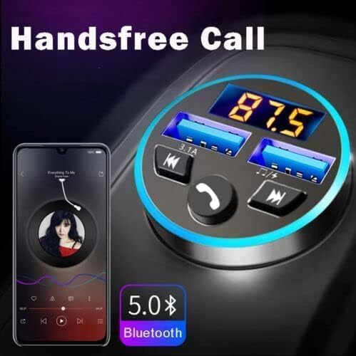 FM Transmitter, Bluetooth 5.0 Car Radio Audio Adapter MP3 Player With Dual USB Charger for Phone and Tablets