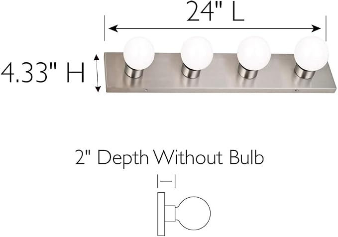 Design House 519298 Contemporary 4-Light Indoor Vanity Light Dimmable for Bathroom Bedroom Vanity Makeup, Satin Nickel