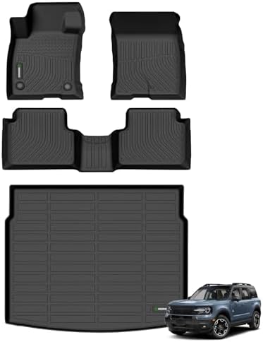ANBINGO® Floor Mats & Cargo Liner Set Fit for 2021-2026 Ford Bronco Sport All Weather Protection TPE Anti-Slip Automotive Full Set Floor Liners Custom Accessories - Black