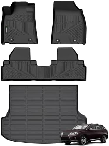 ANBINGO® Floor Mats & Cargo Liner Custom for Lexus RX / RX350 / RX450h 2010-2015 All Weather Protection TPE Heavy Duty Non-Slip Automotive RX Mats Fits Full Set RX350 Accessories, Black