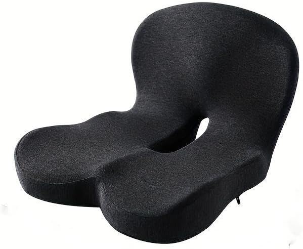 Memory Sponge Cushion, Pressure reducing Cushion, Ergonomic, Lumbar Support Pillow (All Black)