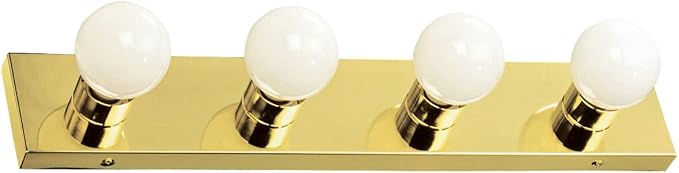 Design House 500868 4-Light Vanity Strip Light Contemporary Dimmable for Bathroom, Bedroom, Makeup Vanity, Polished Brass