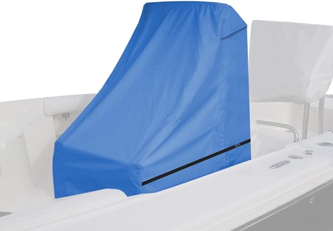 600D Heavy-Duty Boat Center Console Cover, Fade and Tear Resistant Waterproof and UV Protection Trailerable Boat Console Cover with Windproof Strap, Blue(Large Size up to 30"L X 40"W X 44"H)