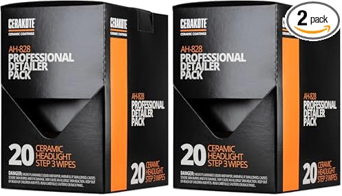 CERAKOTE® Ceramic Headlight Restoration Professional Detailer Pack (20 Ceramic Wipes) - Brings Headlights Back to Like New Condition - Step 3 Only (Pack of 2)