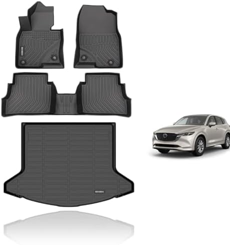 KELCSEECS® Floor Mats & Cargo Liner Custom for Mazda CX-5 2025 2024 2023-2017 All Weather Protection Anti-Slip TPE Floor Liners Full Set Mazda CX5 Accessories Black