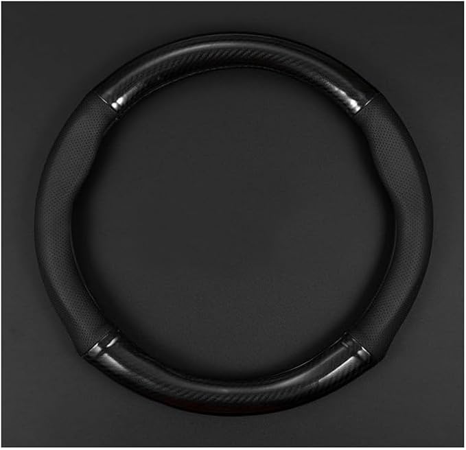 QODOLSI 1 Pack Car Breathable Steering Wheel Cover, Wear -Resistant Steering Wheel Sleeve, Carbon Fiber Non-Slip Steering Wheel Protector, Four Seasons Universal Steering Wheel Set (Black #Circular)