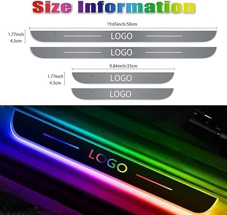2 Pcs Led Door Sills for Car Magnetic, Custom Logo or Text, Auto-Sensing Welcome Lights, Applicable 99% of Models, 7 Colors, 28 Dynamic Modes, Led Car Door Lights No Installation Required