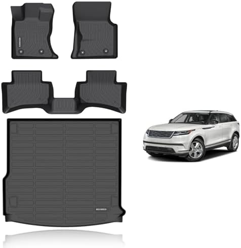 KELCSEECS® Floor Mats & Cargo Liner Custom for 2021-2025 2026 Range Rover Velar,All Weather Protection TPE Floor Liners Front & Rear Row Full Set Accessories Black