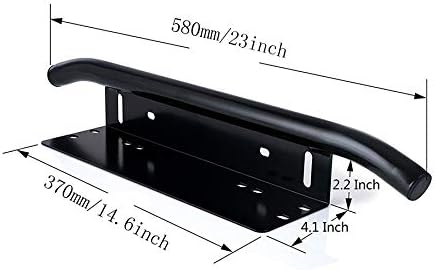 SKYWORLD 22.8 inch Bull Bar Aluminum Alloy Front Bumper License Plate Mount Bracket Holder for Daytime Running Light Offroad LED Light Bar, Black