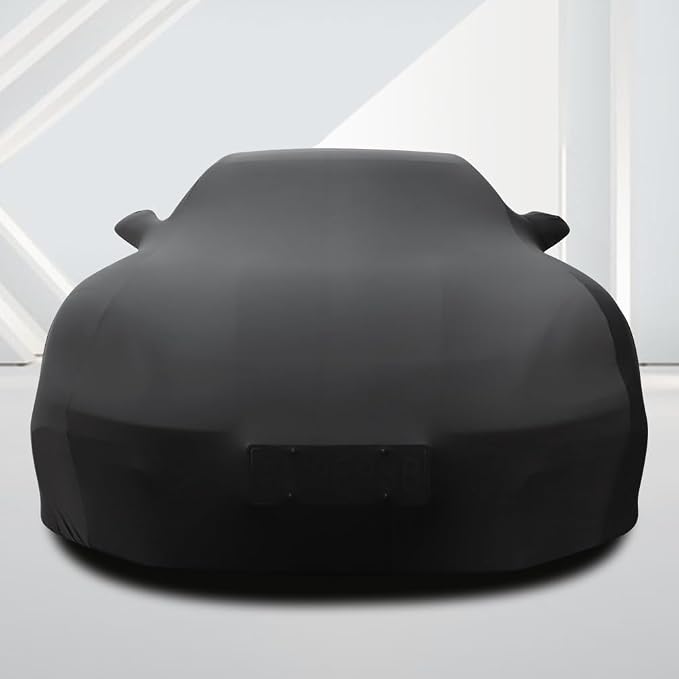 WinPower Indoor Car Cover Stretch Dustproof Protection Full Car Cover for Underground Garage, Car Show, Black