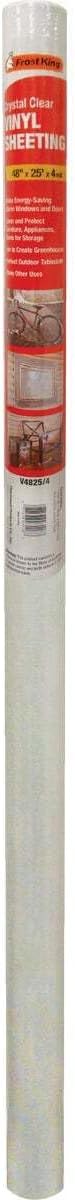Frost King V4825/4A Crystal Clear Vinyl Sheeting, Clear, 48" x 25' x 4mil.