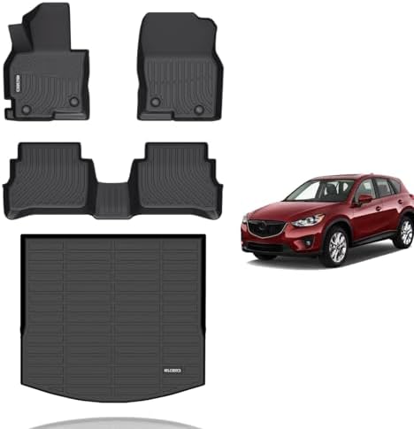 KELCSEECS® Floor Mats & Cargo Liner Custom for Mazda CX-5 2013 2014 2015 2016,All Weather Protection Anti-Slip TPE Floor Liners Full Set Mazda CX5 Accessories Black