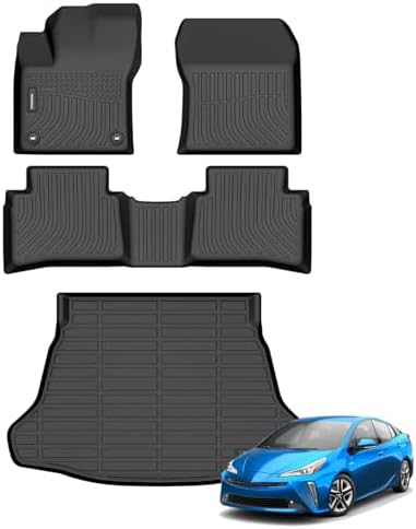 ANBINGO®Fit for Toyota Prius Floor Mats 2016-2022 (Not Prius Prime & Prius c &Prius v), Car Mat for Toyota Prius All Weather Mats for Prius TPE Car Matt Rugs for Prius Rubber Trunk Carpet