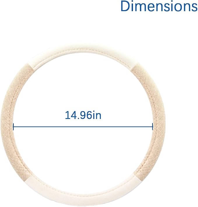 Zpana Car Steering Wheel Cover, 15" Linen Breathable Soft Anti-Slip Full Surround Vehicle Steering Wheel Protector, Automobile Interior Protection, Universal for Sedan Truck SUV (Beige)