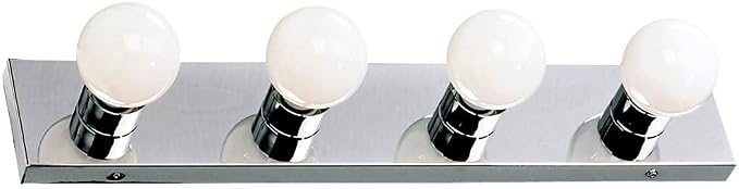 Design House Vanity Lighting, Steel Construction, 4 Vanity Lights, Dimmable, Uses Four 60W Bulbs, Polished Chrome, 24.0 in. W x 4.3 in. H x 2.0 in. D, 500892