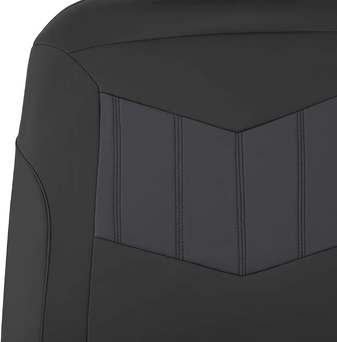 Motor Trend Super Sport Gray Faux Leather Seat Covers, Front Seats – Modern Two-Tone Design, Easy to Install Seat Protectors, Interior Covers for Car Truck Van and SUV
