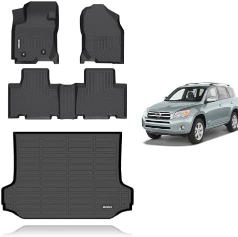 KELCSEECS® Floor Mats & Cargo Liner Custom for Toyota RAV4 2006-2012,All Weather Protection Anti-Slip TPE Floor Liners Full Set RAV4 Accessories Black