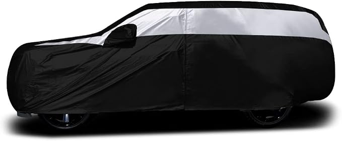 Titan Jet Black Poly 210T Car Cover for Large SUV 207-212" Waterproof, UV Protection, Scratch Resistant, Driver-Side Zippered Opening. Fits Escalade, Sequoia, Yukon and More.