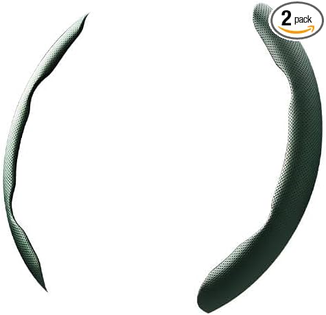 2PCS Car Steering Wheel Cover, 14.5-15" Breathable Nappa Leather Segmented Steering Wheel Protector with Non-Slip Grip, Stylish Auto Interior Decor Accessories, Universal for Vehicles (Green)