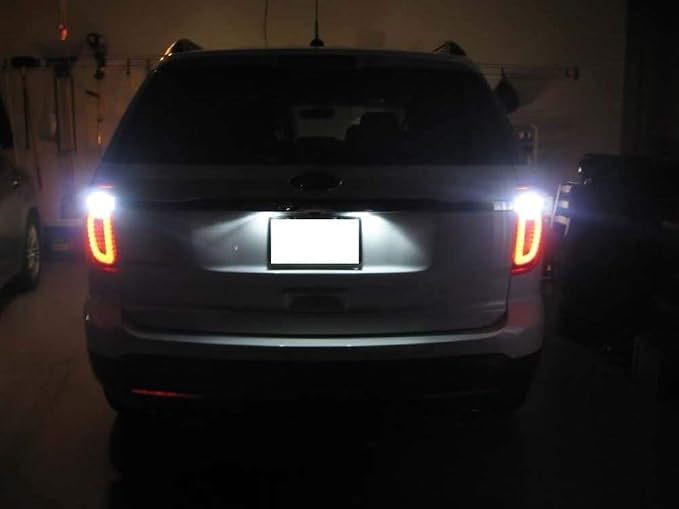 iJDMTOY Xenon White Full LED License Plate Light Kit Compatible With Ford C-Max Edge Transit Connect Ecosport Ranger, Jaguar XF XJ, 18-SMD White LED & Can-bus Error Free
