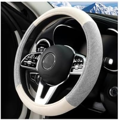 Car Steering Wheel Cover, Breathable Comfort Grip Vehicle Steering Wheel Wrap with Inner Ring, Automotive Interior Protective Accessories, Universal Fit (Grey)