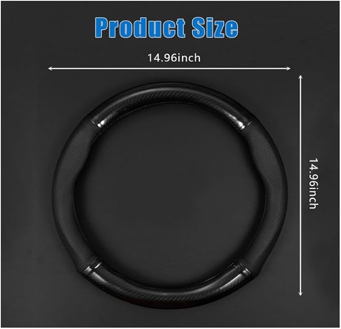 QODOLSI 1 Pack Car Breathable Steering Wheel Cover, Wear -Resistant Steering Wheel Sleeve, Carbon Fiber Non-Slip Steering Wheel Protector, Four Seasons Universal Steering Wheel Set (Black #Circular)