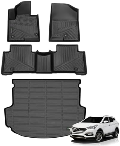 ANBINGO®Floor Mats Fit for Hyundai Santa Fe Sport 2013-2018 (Only 5 Seater) All Weather Car Mats Rug for Hyundai Santa Fe Sport TPE Rug Mat for Santa Fe Sport Rubber Trunk Liner for Santa Fe Sport