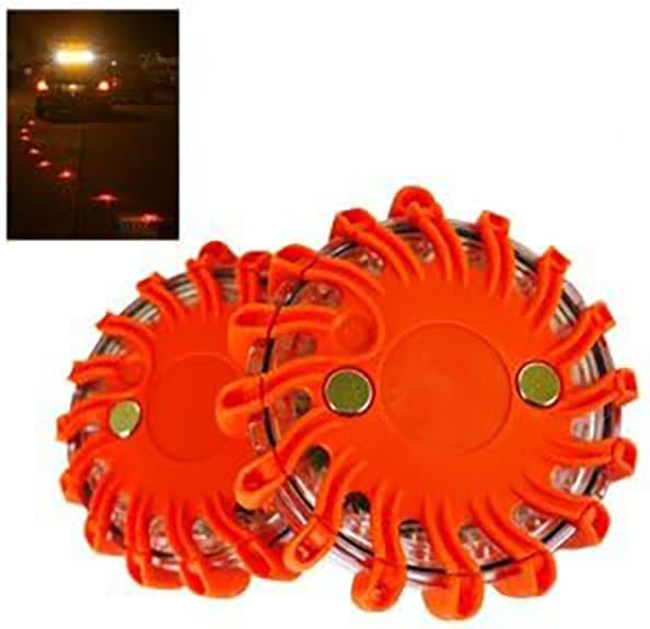 Voyager Tools Vehicle Road Flare Set 2 PC LED Flare Set Hard Shell Waterproof Emergency Roadside Flare