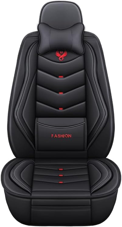 Leather Car Seat Covers,Full Coverage Seat Covers Full Set with Fixed Lumbar Support,Universal Automotive Seat Covers for Cars,SUVs,Trucks and Sedans