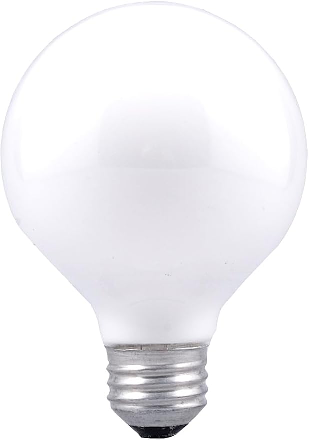 Sylvania Double Life 25 Watt Vanity Light Bulbs 1 Pack - Incandescent E26 Medium Base Globe Bulbs for Bathroom, Dimmable G25 Type G Round Vanity Bulbs 25W, 120V Soft White Warm White 3000 Hour
