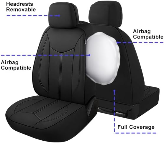 CAROMOP Waterproof Car Seat Cover Full Seats, Neoprene Seat Covers for Cars,Split Bench Compatible Car Interior Covers, Universal Fit Most Car Sedan Truck SUV(Black)