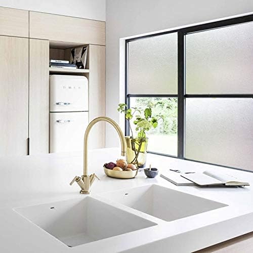 Window Film 17.7''x236'' Clear Contact Paper Window Privacy Film Frosted Glass Self-Adhesive Paper Removable Protective Film Waterproof Liner Drawer Shelf Kitchen Cabinet Desk Fridge Roll