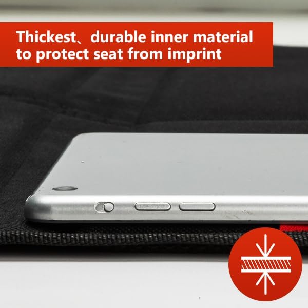 Kaiphy Car Seat Protector with Thick Padding + XL Large Car Seat Cover for Child Car seat, Eco Friendly Waterproof & Durable Fabric + 2 Storage Pockets Protect Fabric or Leather Seats 2Pack (Black)