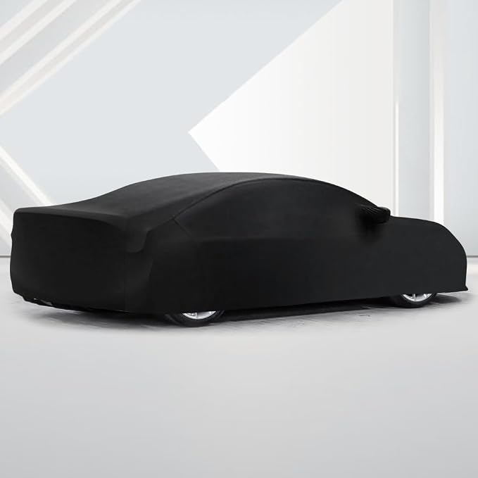 WinPower Indoor Sports Car Cover 163-181 inches Stretch Dustproof Protection Full Car Cover for Underground Garage, Car Show, Black