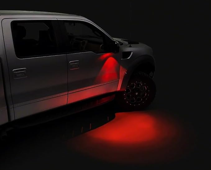 iJDMTOY Red LED Under Side Mirror Puddle Lights Compatible With Ford F150 Raptor Edge Explorer Flex, Lincoln Navigator Mark LT MKX etc. (Powered by 18 pcs Red SMD LED Lights)