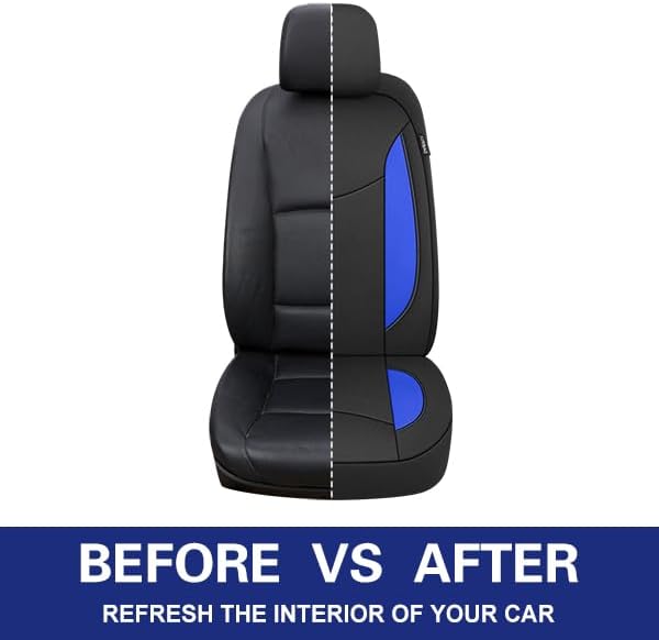 CAROMOP Neoprene Car Seat Cover 2 Front Seats, Waterproof Seat Covers for Cars, Universal Fit for Most Car Interior Covers-Sedan Truck SUV(Black/Blue)