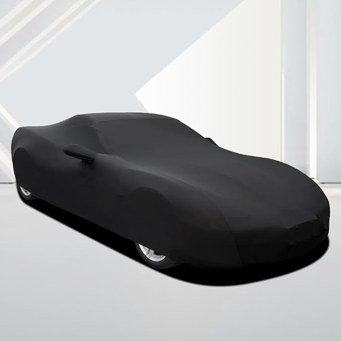 WinPower Indoor Sports Car Cover 163-181 inches Stretch Dustproof Protection Full Car Cover for Underground Garage, Car Show, Black