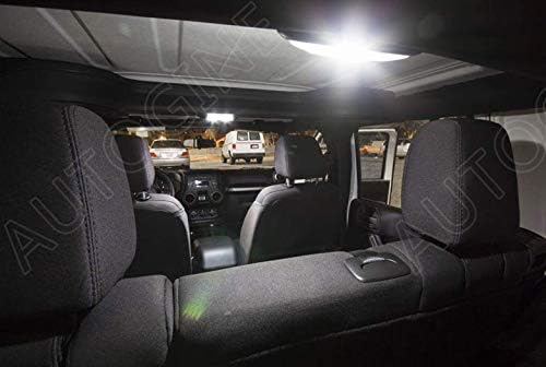 AUTOGINE 7 Piece CANBUS LED Interior Light Kit for Jeep Wrangler JK 2-Door 2007 2008 2009 2010 2011 2012 2013 2014 2015 2016 2017 2018 Super Bright 6000K White LED Bulbs Package + Install Tool