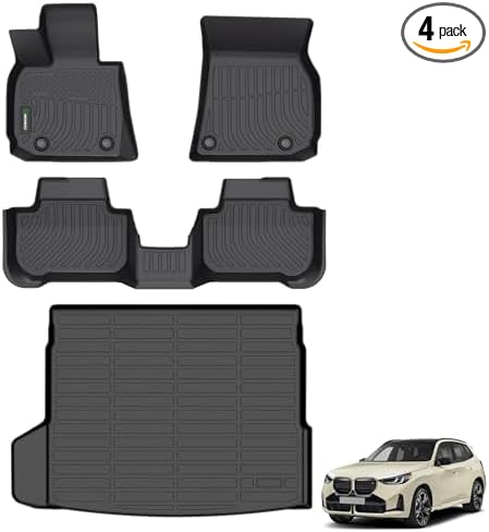 ANBINGO® Floor Mats & Cargo Liner for 2025 BMW X3 (30 xDrive / M50 xDrive) / 2025 X3 All Weather TPE Floor Liners / 1st & 2nd Row Custom Mat Full Set/Accessories - Black