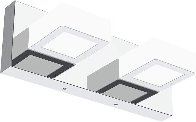 Ralbay Modern LED Vanity Light 2 Light Acrylic Stainless Steel for Bathroom Vanity Lighting Fixtures Cool White 6000K