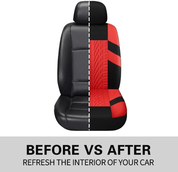 Pariitadin Car Seat Covers Front Pair, Washable and Breathable Seat Covers for Cars, Universal Fit Car Interior Covers for Most Sedan Truck SUV, Black/Red