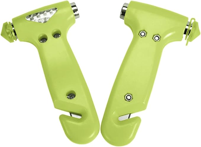 MOTORBUDDY 2-Pack Car Safety Hammer, Auto Emergency Escape Hammer with Window Breaker and Seat Belt Cutter, Emergency Escape Tool for Car Accidents, Glow in The Dark