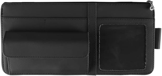 Car Sun Visor Organizer, Visor Storage Pouch Holder with a Picture Frame, Visor Document Holder for Truck, with Sunglasses Clip, Essential Visor Accessories for Driver Auto Owners BLack