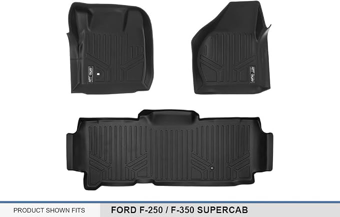 MAXLINER Floor Mats 2 Row Liner Set for 2008-2010 Ford F-250 / F-350 Super Duty SuperCab