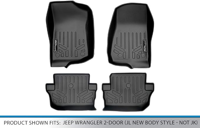 MAXLINER Custom Fit Floor Mats 2 Row Liner Set Compatible with 2018-2025 Jeep Wrangler